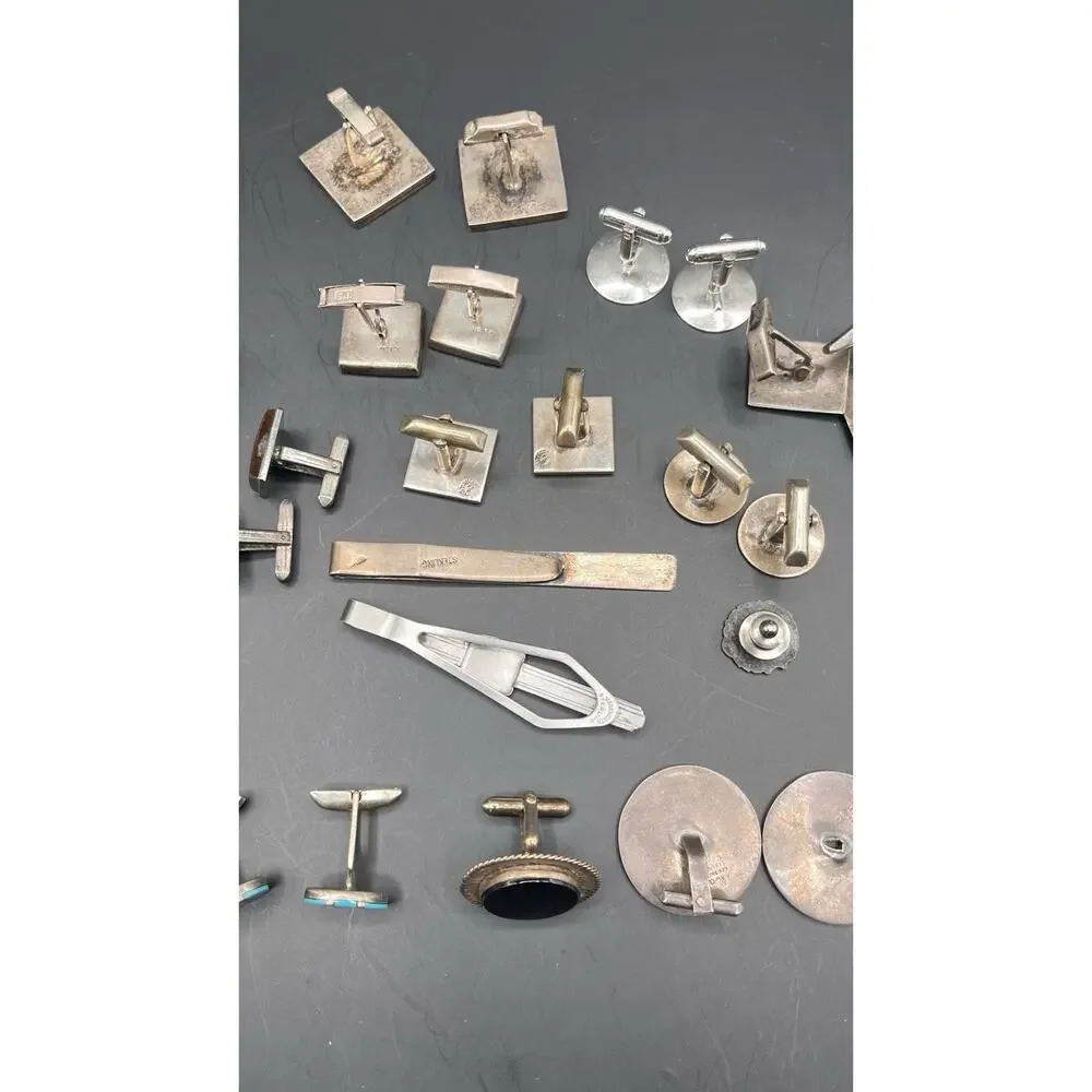 Sterling Silver Cufflinks Lot Vintage Taxco Siam Other Single Craft Scrap AS IS
